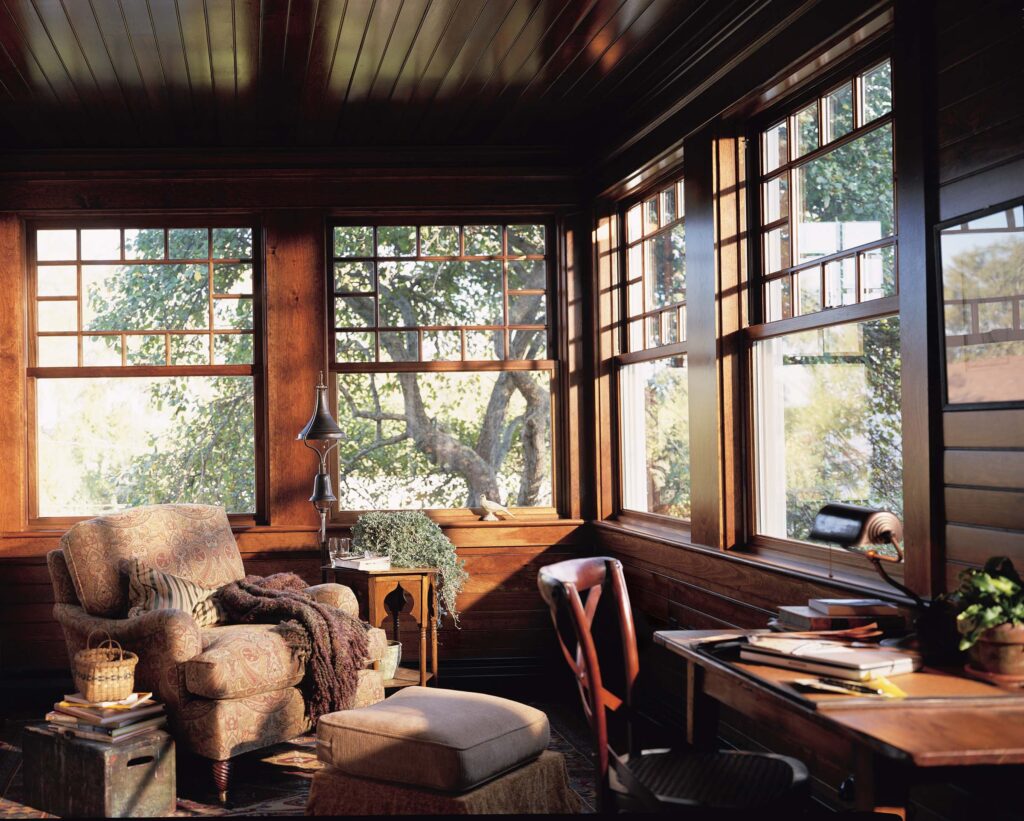 Porch Sun Room Featuring Andersen 400 Series Woodwright Windows Creating Authentic Old-world Character