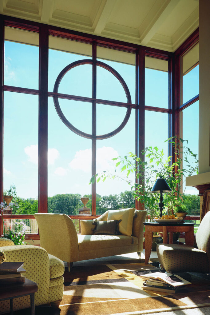 Bright Living Room With Floor-to-ceiling Combination of 400 Series Flexiframe® Specialty Fixed Windows