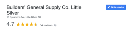 Builders’ General customer review for their Little Silver location